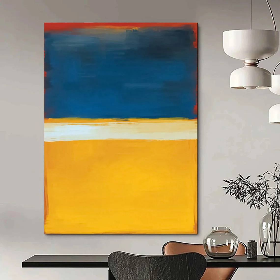 Blue Original Bold Abstract Wall Art 4Q3N2